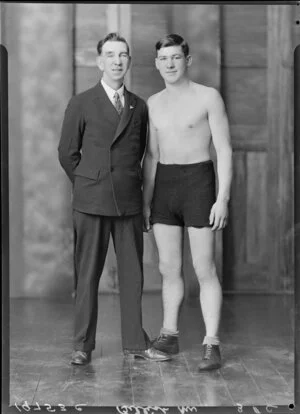 Mr W. Billish (boxer) & unidentified trainer