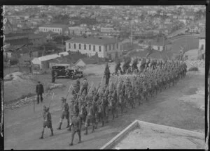 Soldiers marching in formation, Wellington