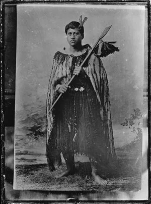 Copy photograph of a photograph of a young Maori man