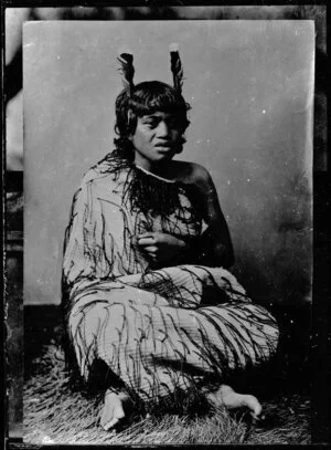 Copy photograph of a photograph of a young Maori man