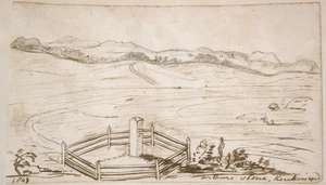 Taylor, Richard, 1805-1873 :Arthur's stone, Kerikeri road, 1843.