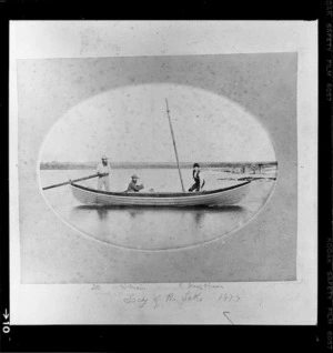Thomas Ritchie, W Swain and C Newsham in boat Lady of the Lake, Chatham Islands