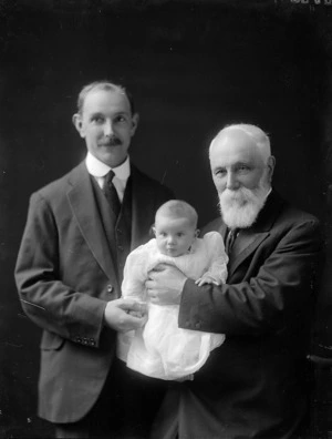 Dr Thomas Duncan MacGregor Stout, with his son, and his father Sir Robert Stout