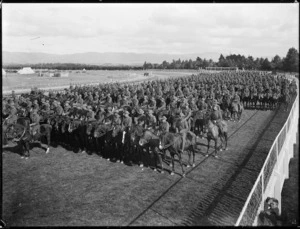 Canterbury Mounted Rifles on horseback, in camp