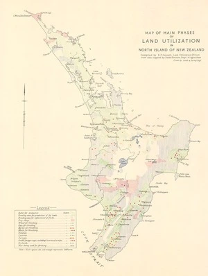 Map of main phases of land utilization in North Island of New Zealand / compiled by R.P, Connell, Land Utilization Officer, from data supplied by Fields Division, Dept. of Agriculture ; drawn by Lands & Survey Dept.