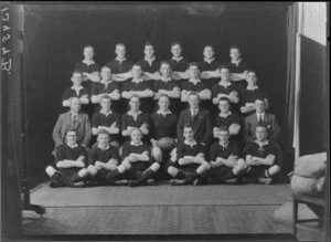 Unidentified rugby team ['SRFU 1925' inscribed on ball]