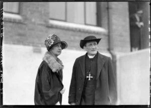 Bishop Sprott and woman, Samuel Marsden School, Wellington