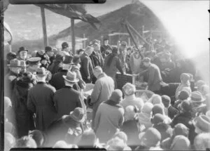 Lady Fergusson laying foundation stone, 1926