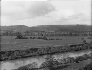 Part 4 of a 4 part panorama depicting C H Walker's farm, on the banks of the Whanganui River, at Kaiwhaiki