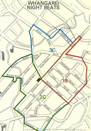 Whangarei, night beats / drawn by the Department of Lands and Survey.
