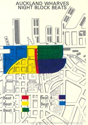 Auckland wharves, night block beats / drawn by the Department of Lands and Survey.