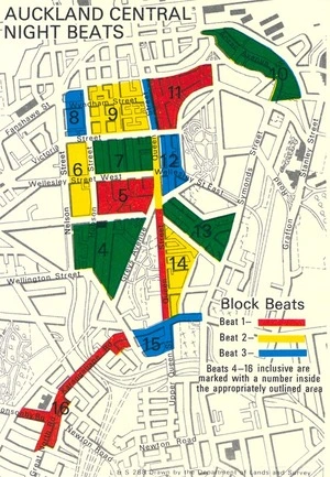 Auckland central, night beats / drawn by the Department of Lands and Survey.