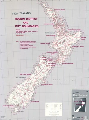 New Zealand : region, district and city boundaries.