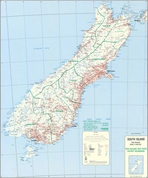 New Zealand Post Office district boundaries : South Island, New Zealand scale 1:1,000,000.