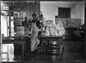 Inside a butter factory at Waitoa, near Te Aroha, 1921