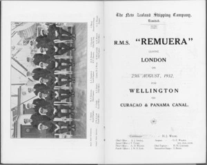 R.M.S. Remuera (1932) - Officers' photograph and Passenger list (title page)