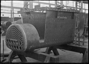 Firebox part for an A Class steam locomotive, showing the firebox and the tube plate