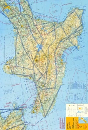 Aeronautical chart : New Zealand topographical map 1:500,000 : TACAN - radials and range rings.