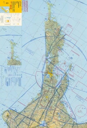 Aeronautical chart : New Zealand topographical map 1:500,000 : TACAN - radials and range rings.