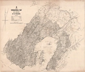 Topographical map of country surrounding the city of Wellington.
