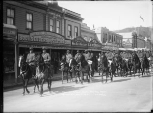 Members of the Mounted Rifles Regiment in Nelson during World War One