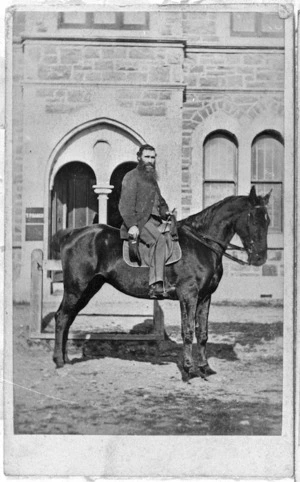 Thomas Ritchie on his horse, Samson, Christchurch
