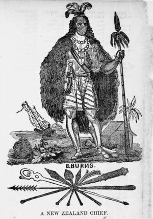 Artist unknown :B. Burns. A New Zealand chief. [London, R. & D. Read, 1844]