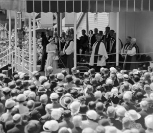 "Her Majesty laying the foundation stone of Wellington's new cathedral."