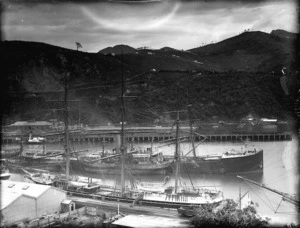 The SS Fifeshire and other ships berthed at Port Chalmers