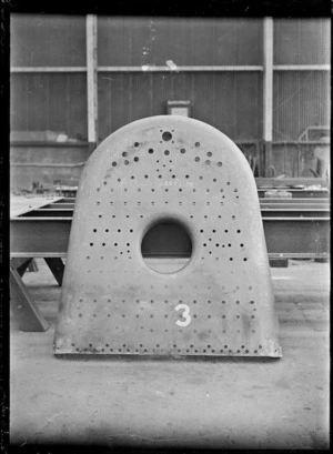 Firebox part for an A Class steam locomotive, showing a face plate