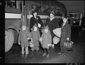 Three immigrant children arriving at Pahiatua - Photograph taken by W Walker
