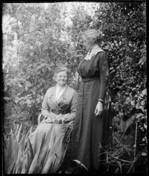 Amy Kirk and Cybele Ethel Kirk in a garden