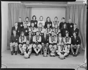 Waterside Association Football Club, Wellington, team with trophy