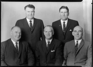 Members of the New Zealand Rugby Football Union Selectors 1964, D L Christian, F R Allen, R G Bush, N J McPhail, V L George