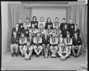 Waterside Association Football Club, Wellington, team with trophy