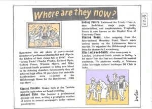 Brockie, Bob, 1932-:Where are they now. 14 October 2014