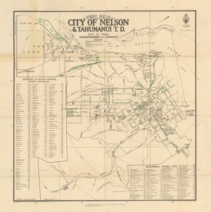 Street map of city of Nelson & Tahunanui T.D. / C.H. Baigent, Delt. 1933.