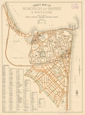 Street map of Borough of Napier & Westshore.