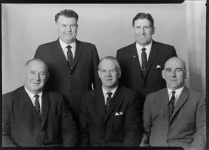 Members of the New Zealand Rugby Football Union Selectors 1964, D L Christian, F R Allen, R G Bush, N J McPhail, V L George