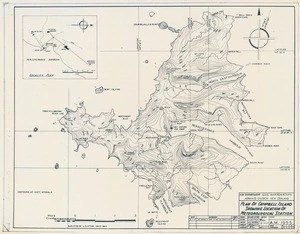 Plan of Campbell Island showing location of meteorological station / surveyed by L. Clifton 1942-1943.