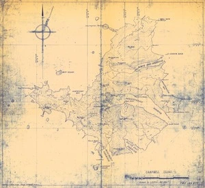 Campbell Island / surveyed by L. Clifton 1942-1943 ; drawn L. Clifton 12:2:'43, traced H.P. Hanify 16:4:'43.