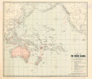 Map of the Pacific Islands : reference of suggested trade routes to accompany Mr. Coleman Phillips's evidence before the Tariff Commission, 1895 / photolithographed at the Head Office, Department of Lands and Survey.