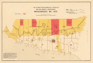 Ko te mapi o nga Porohita i Rahuitia, mo nga Māori i Whanganui, Waingongoro me Oeo / William Fox, West Coast commissioner ; H. Lufkin Skeet, District Surveyor.