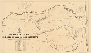 General map, Cedar Creek and Greenland Range quartz reefs