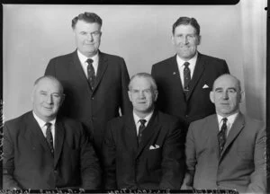 Members of the New Zealand Rugby Football Union Selector's 1964, D L Christian, F R Allen, R G Bush, N J McPhail, V L George