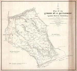 Plan of the Lyndon No 2 Settlement, Lyndon District, Canterbury / surveyed by G.H.M. McClure and L.O. Mathias, district surveyors ; drawn by H.R. Schmidt.