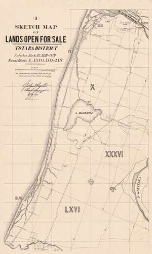 Sketch map of lands open for sale / Gerhard Mueller, chief surveyor.
