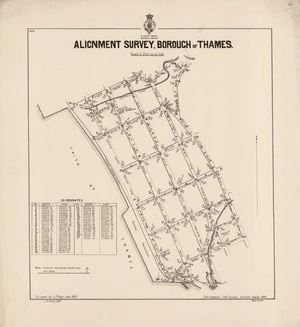 Alignment survey, Borough of Thames / surveyed by J.I. Philips, June 1889 ; J.R. Vaile delt..