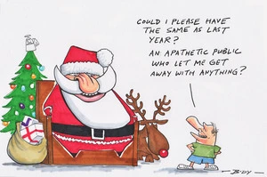 [John Key asks Santa for last year's present "an apathetic public"]