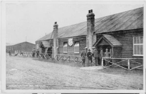 Salvation Army hut and soldiers, at a World War 1 military camp in Codford, England